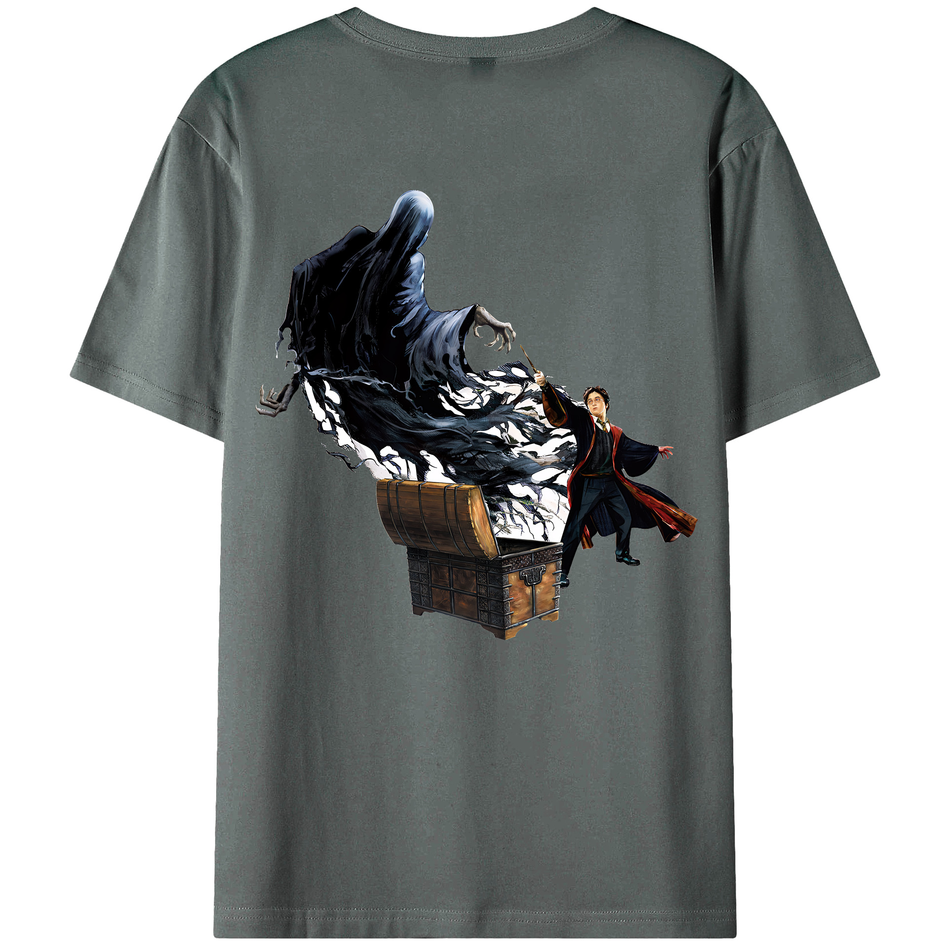 （画像用） Harry Potter ハリー・ポッターシリーズ 綿100％ メンズ半袖Tシャツ（バックプリント） 通気性